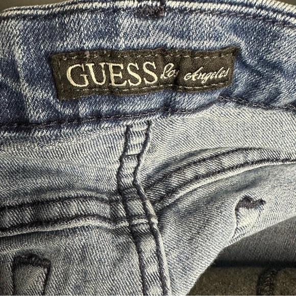 Guess Jeans Vintage 90s Womens Tapered Mid Rise Distressed 29 Medium Wash - Picture 14 of 16